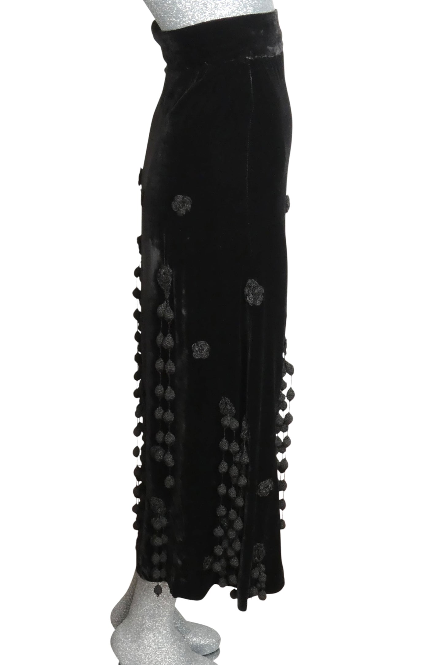1990s Tassled Velvet Skirt, Size 2