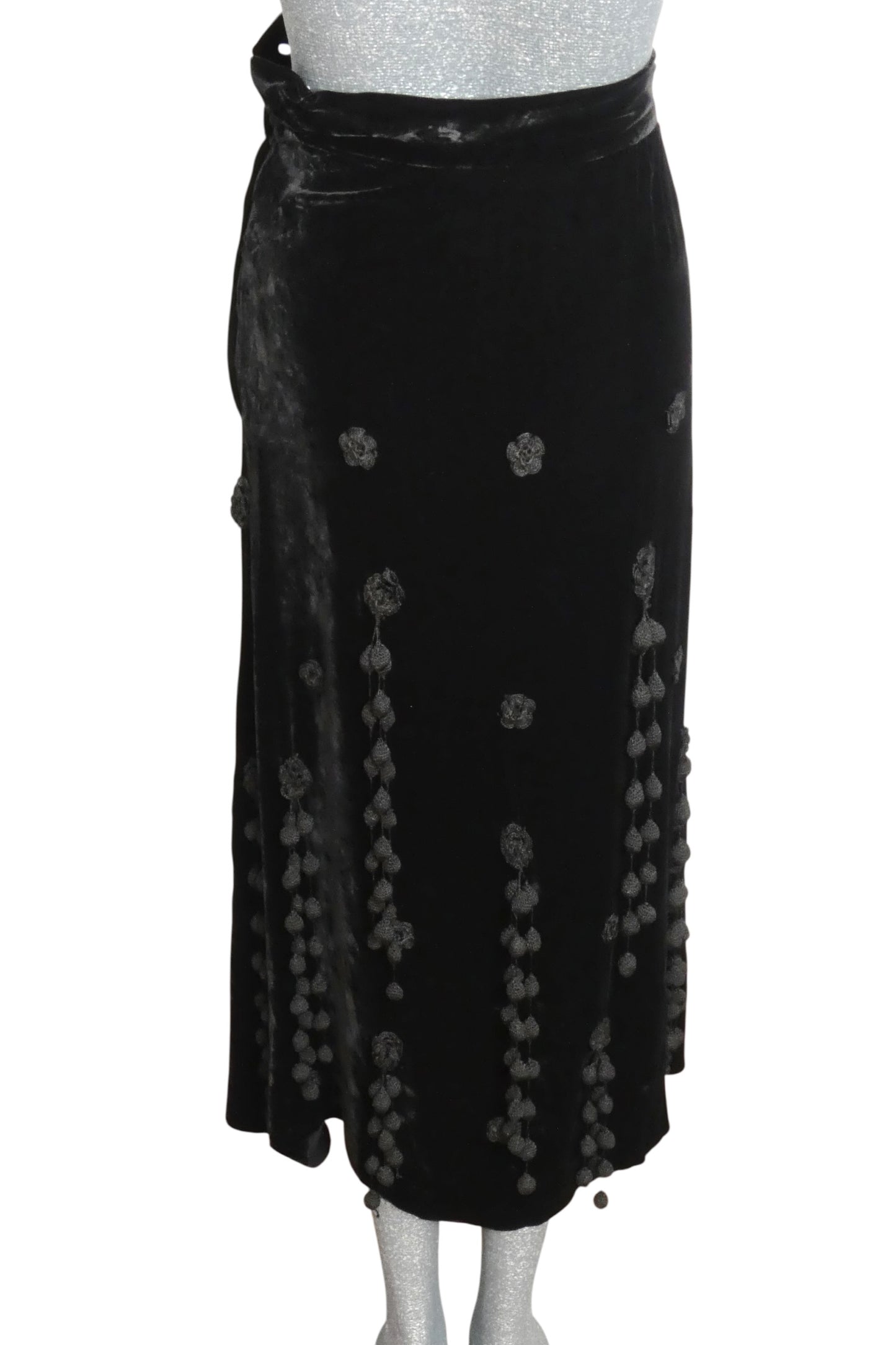 1990s Tassled Velvet Skirt, Size 2