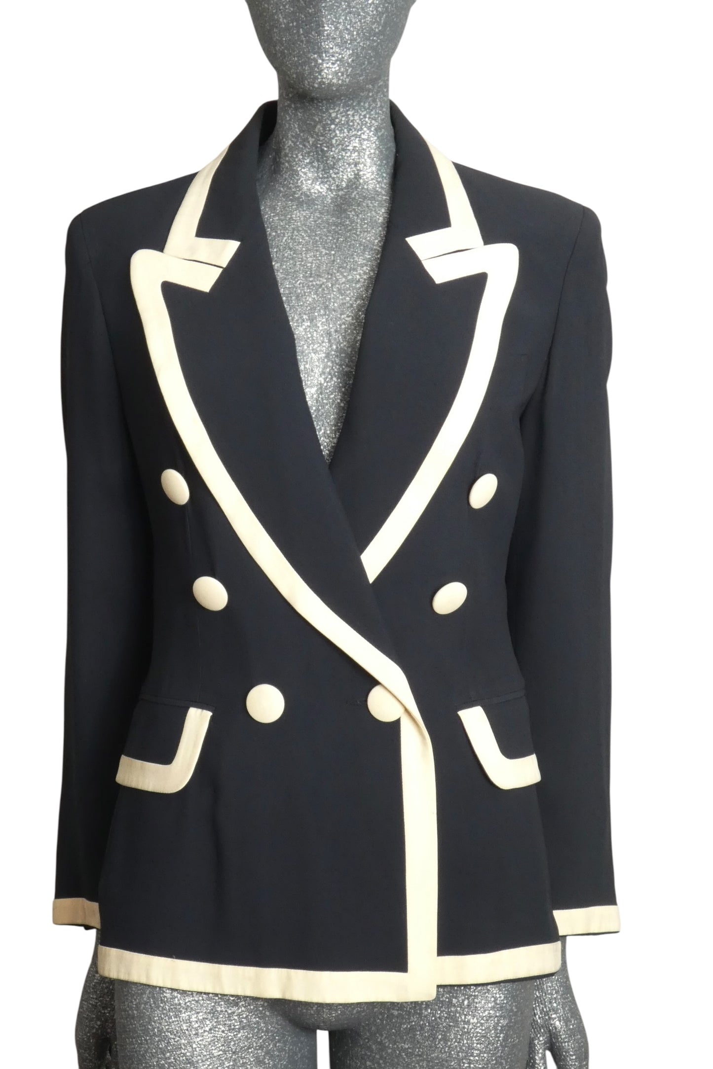 MOSCHINO COUTURE! - 1991 Navy Gabardine Blazer, Size-8