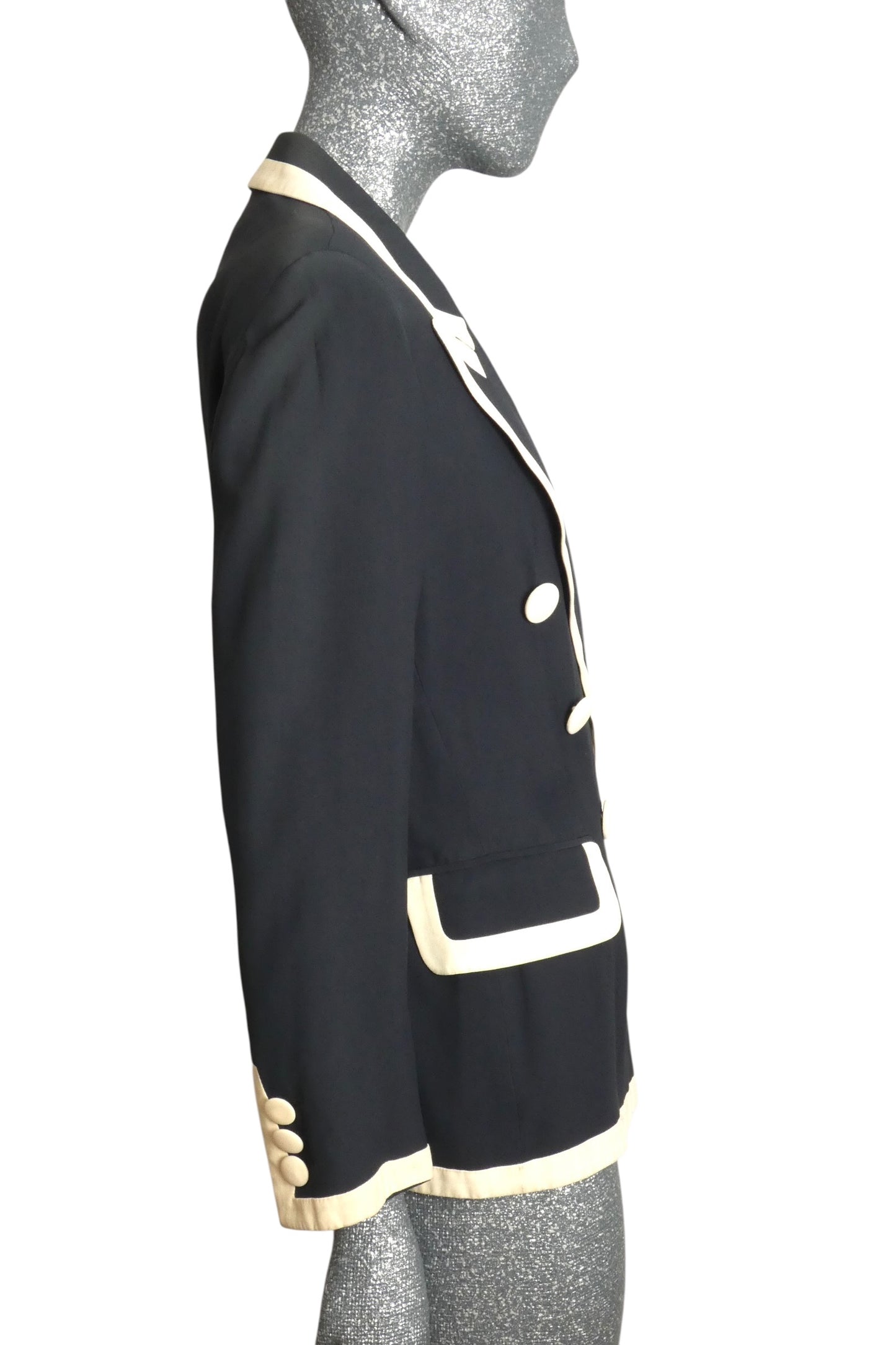 MOSCHINO COUTURE! - 1991 Navy Gabardine Blazer, Size-8