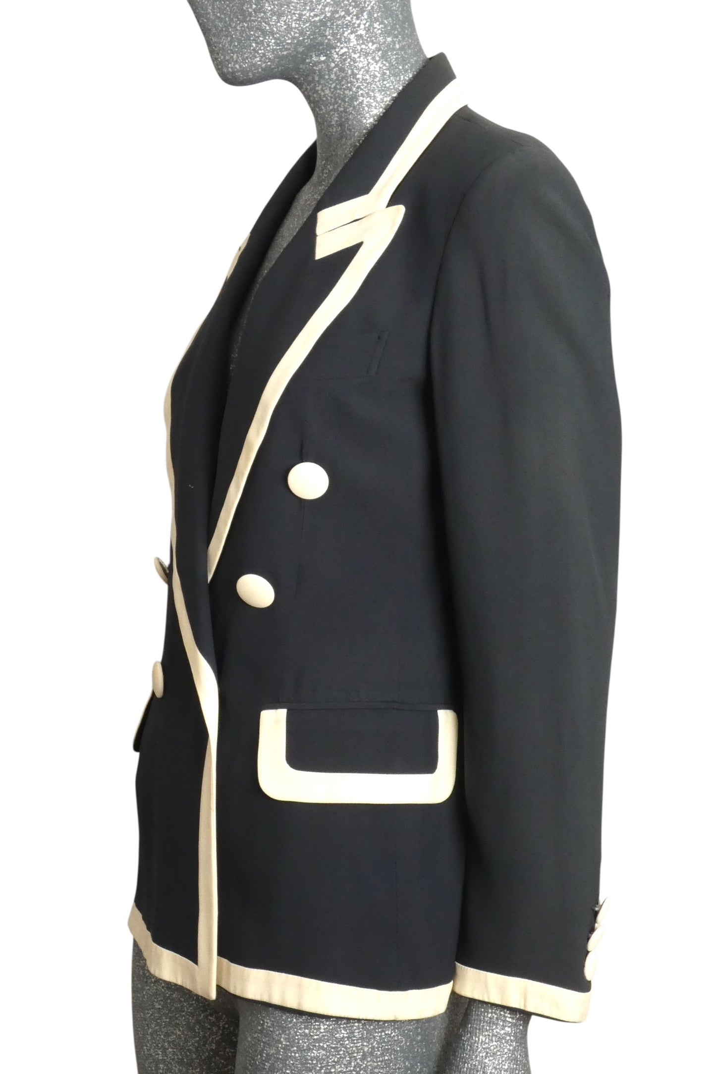 MOSCHINO COUTURE! - 1991 Navy Gabardine Blazer, Size-8