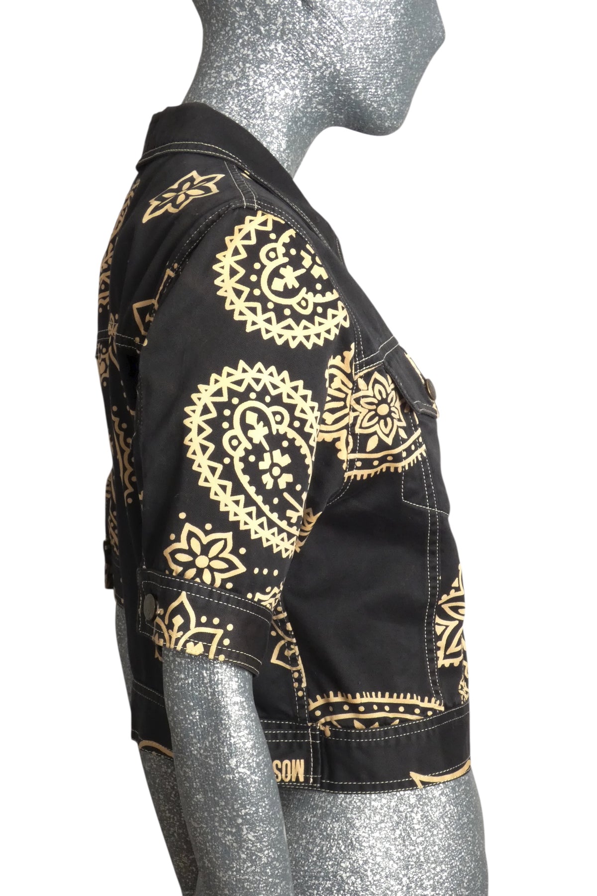 MOSCHINO JEANS - 1990s Paisley Print Denim Jacket, Size-8