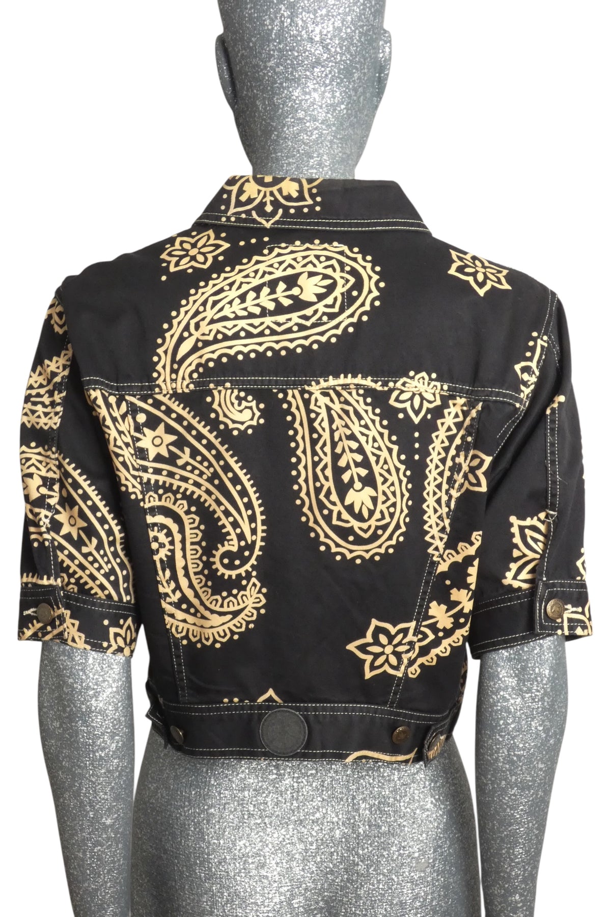 MOSCHINO JEANS - 1990s Paisley Print Denim Jacket, Size-8