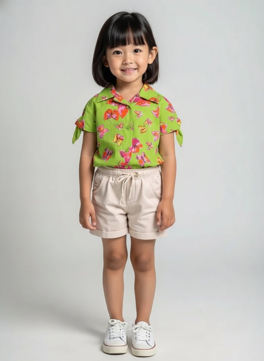 MOSCHINO BAMBINO - 2000s Cotton Butterfly Print Shirt, Size-2 Years