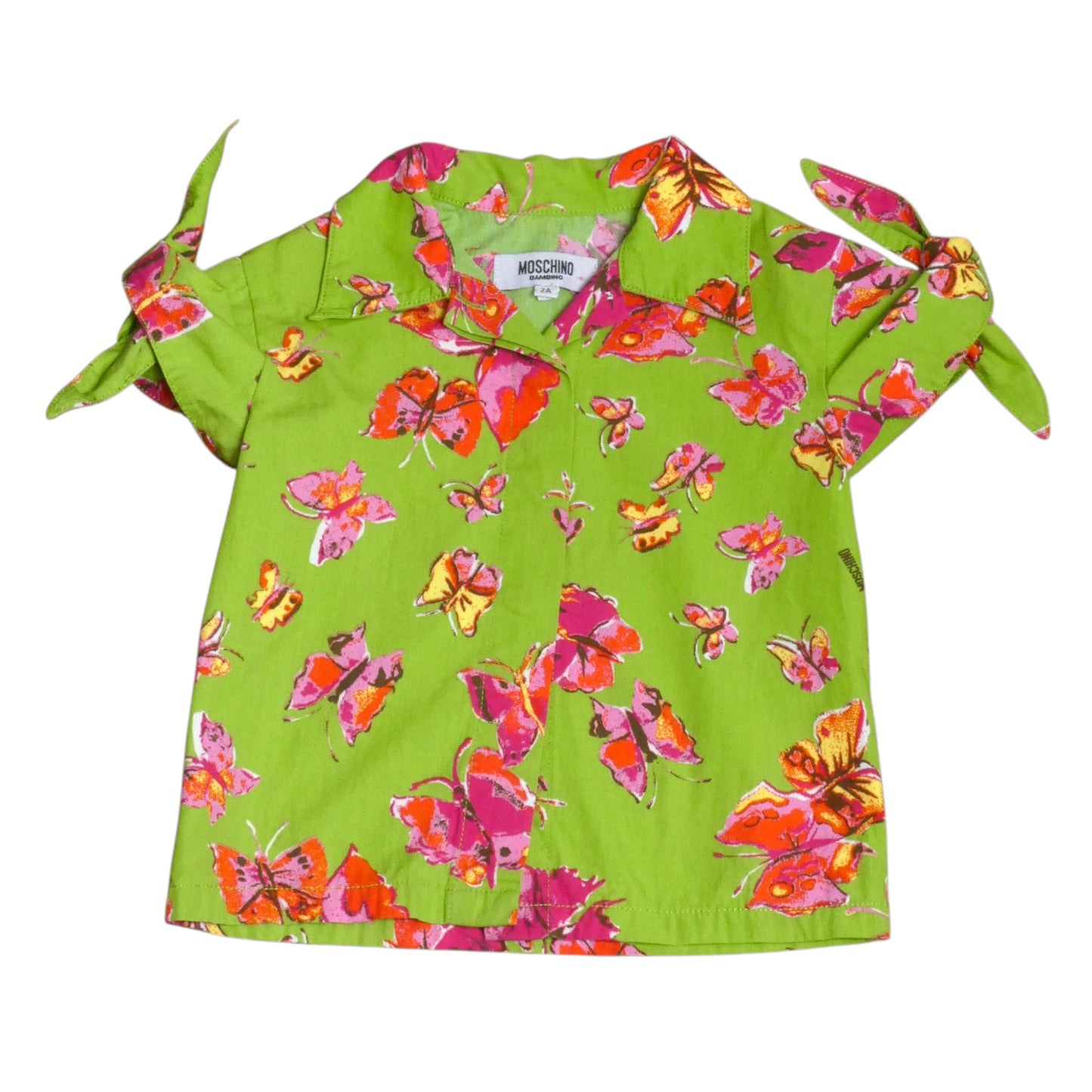 MOSCHINO BAMBINO - 2000s Cotton Butterfly Print Shirt, Size-2 Years
