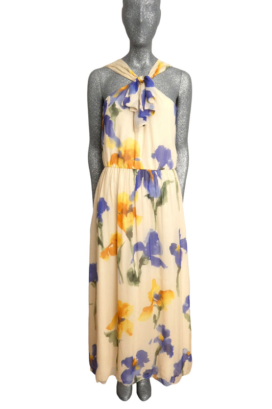 MOSCHINO CHEAP & CHIC - Ivory Floral Chiffon Evening Dress, Size-8