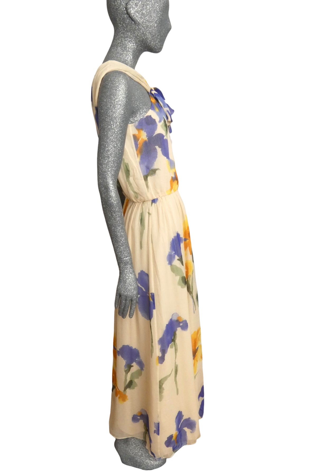 MOSCHINO CHEAP & CHIC - Ivory Floral Chiffon Evening Dress, Size-8