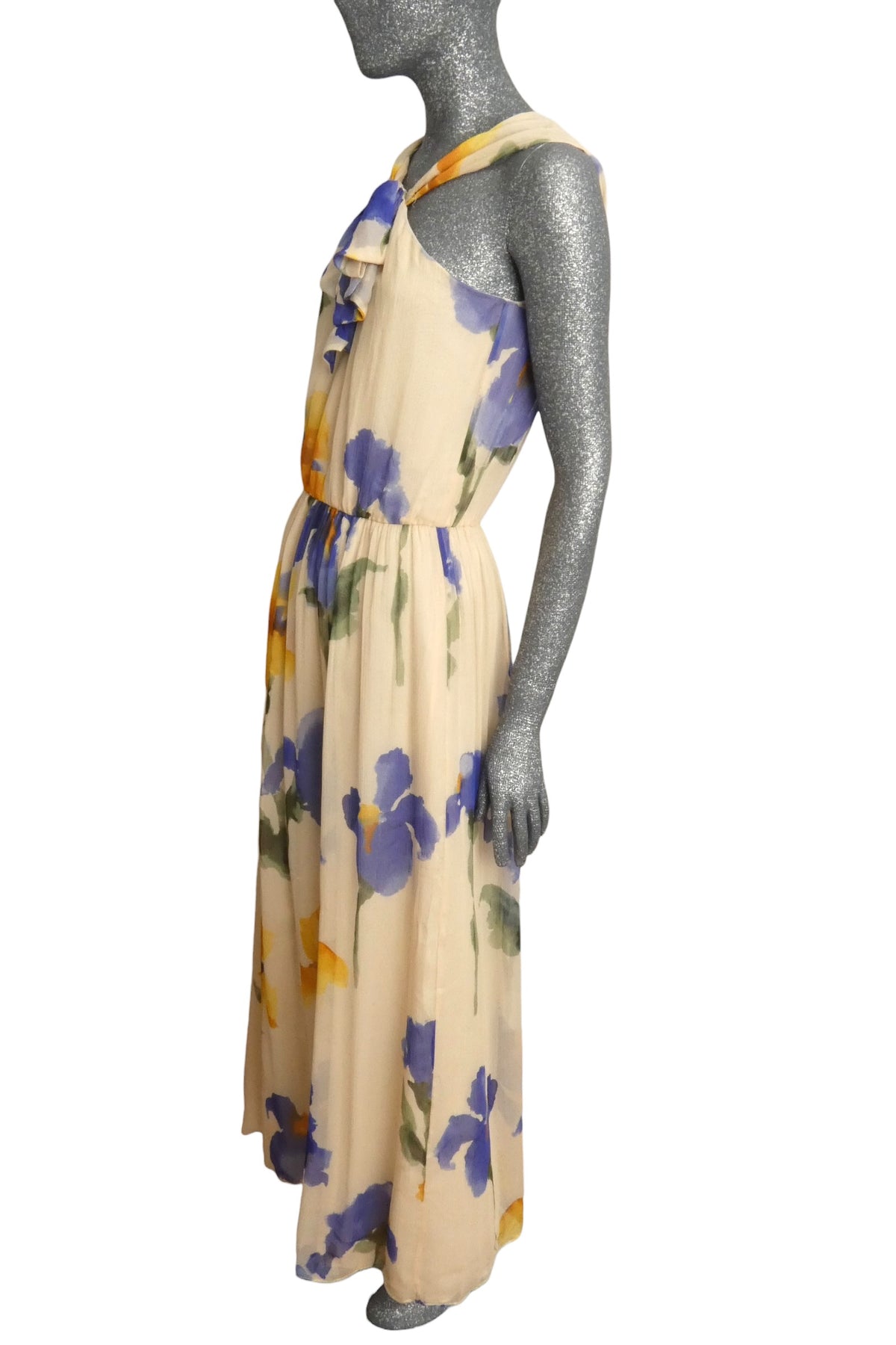 MOSCHINO CHEAP & CHIC - Ivory Floral Chiffon Evening Dress, Size-8