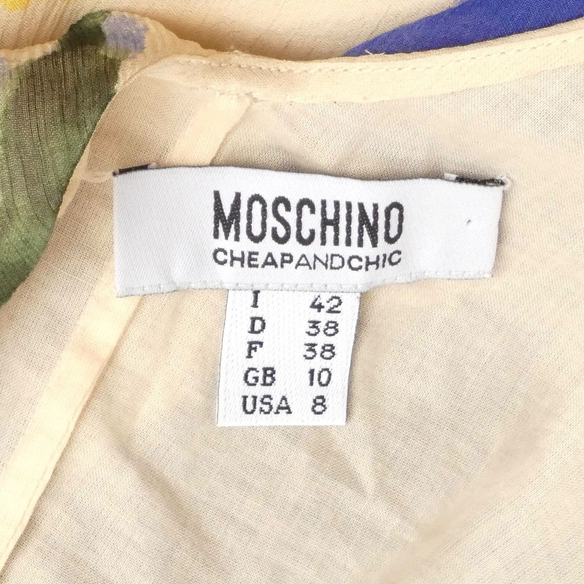 MOSCHINO CHEAP & CHIC - Ivory Floral Chiffon Evening Dress, Size-8