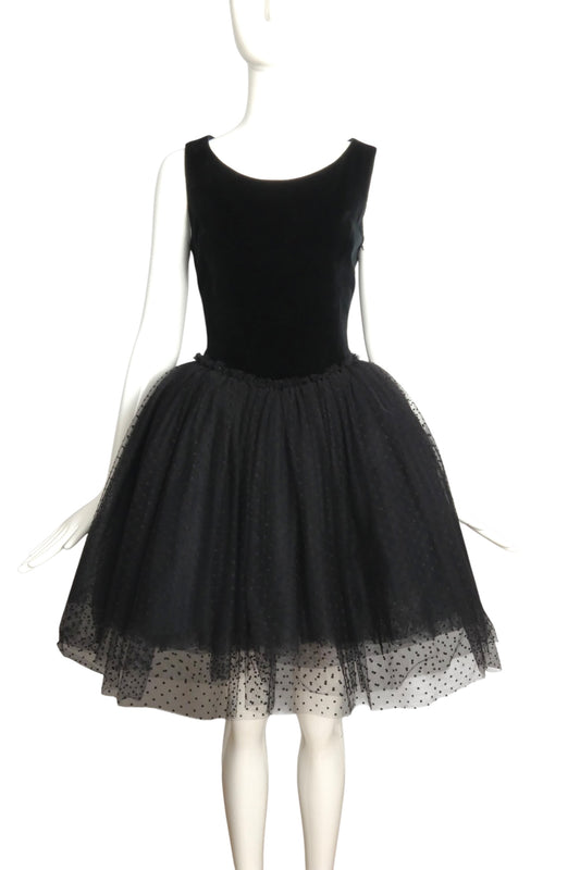 MOSCHINO CHEAP & CHIC - 1990s Velvet & Tulle Ballerina Dress, Size-8