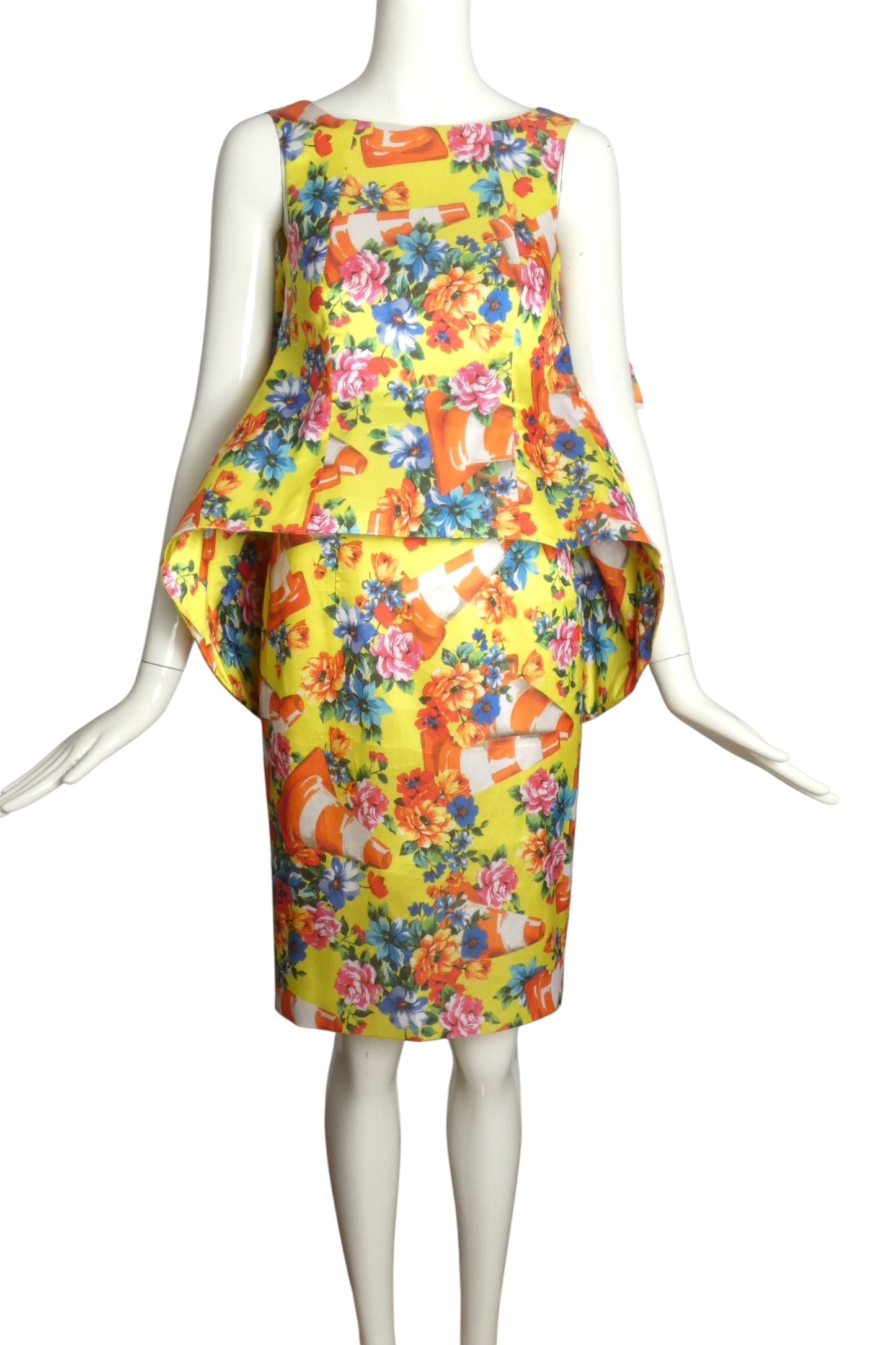 MOSCHINO COUTURE! - 2016 Floral Traffic Cone Dress, Size 4