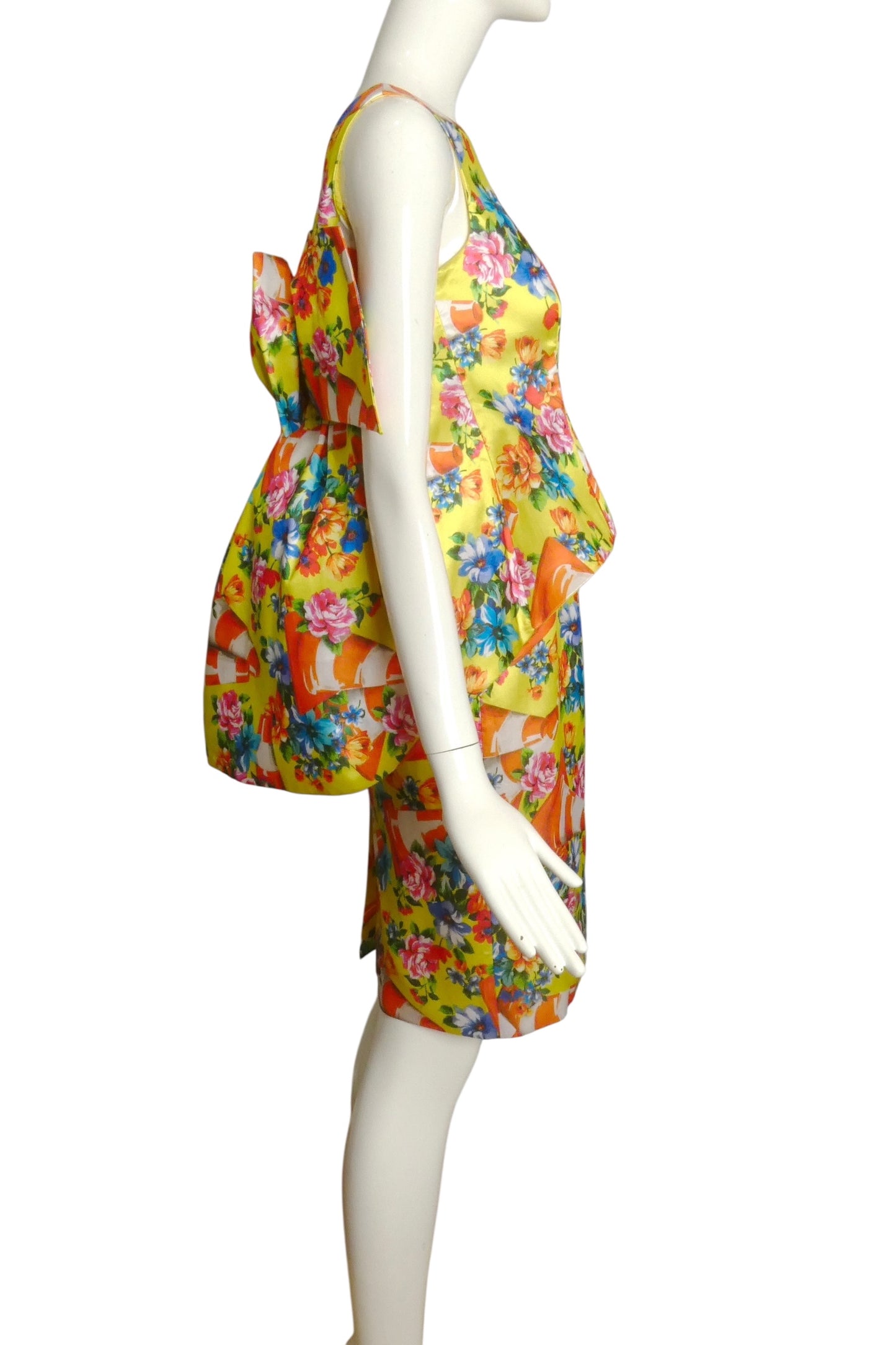 MOSCHINO COUTURE! - 2016 Floral Traffic Cone Dress, Size 4