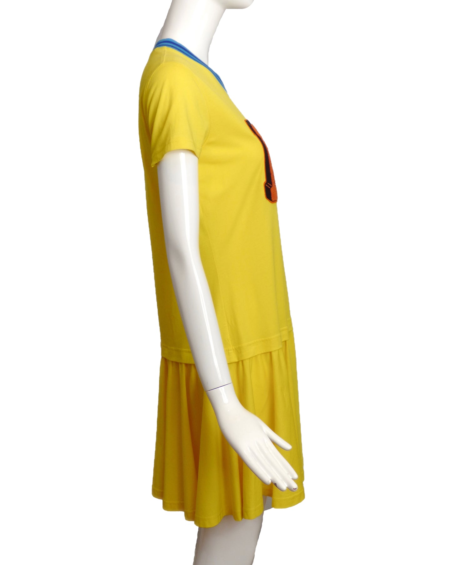 MOSCHINO COUTURE! - 2018 Yellow Cotton Letterman's Dress, Size 6