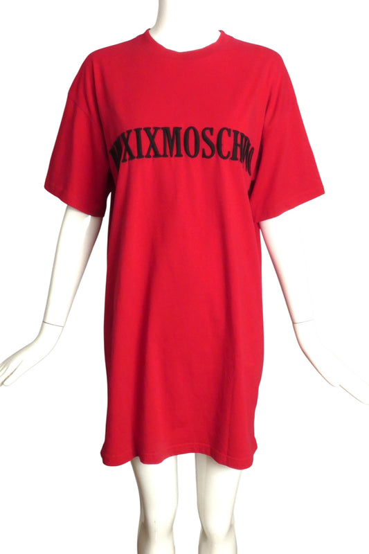 MOSCHINO COUTURE! - 2019 Red Embroidered T-Shirt Dress, Size 8