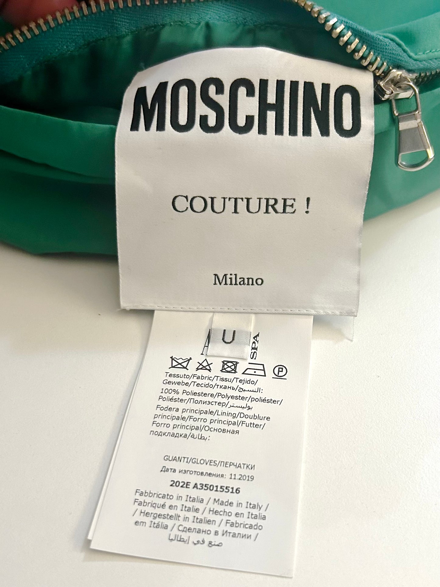 MOSCHINO COUTURE! - 2020 Green Backpack Gloves, Size-Small