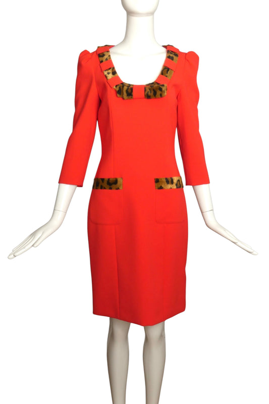 MOSCHINO COUTURE! - 2021 NWT Knit & Faux Fur Dress, Size-6