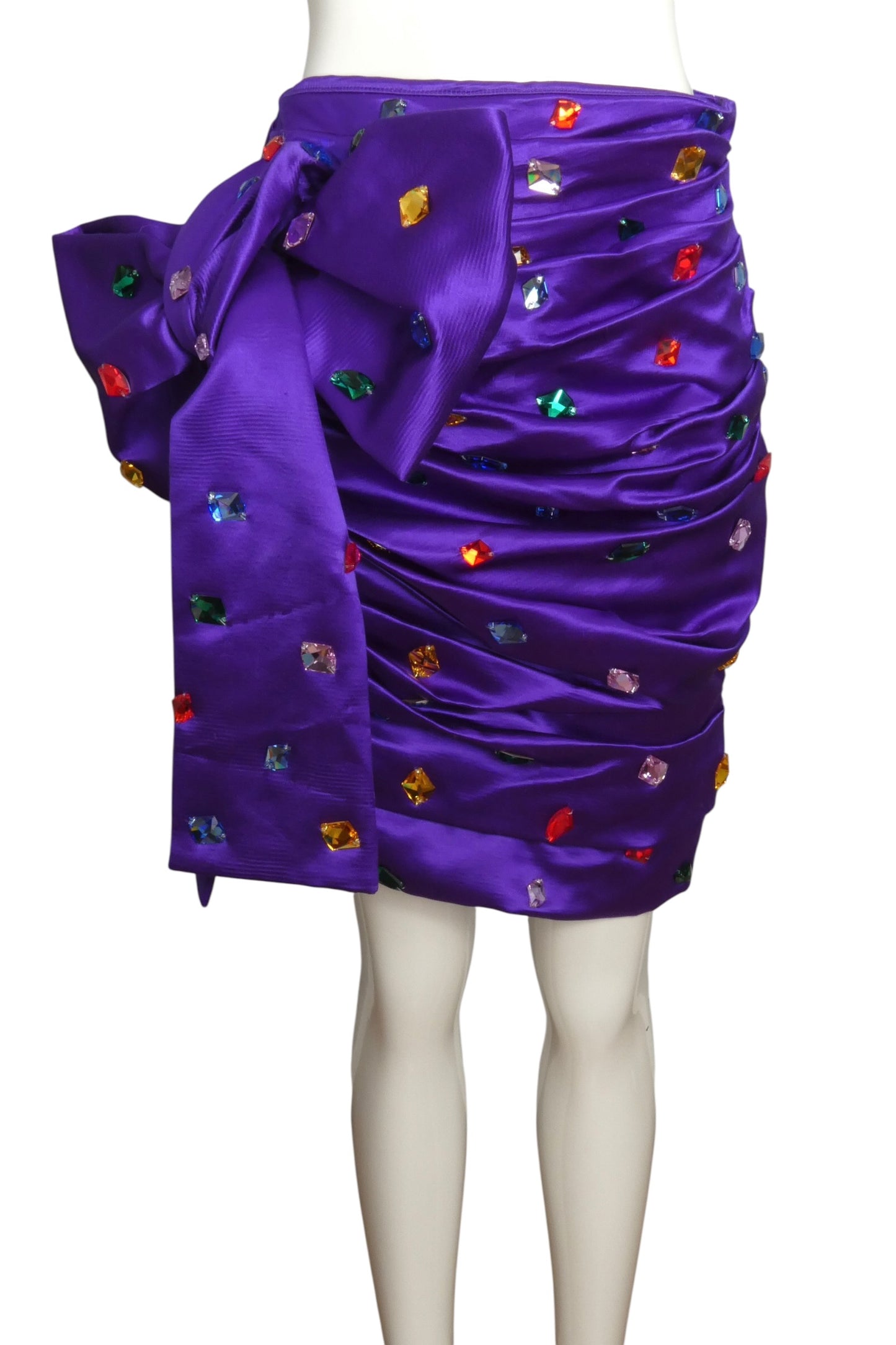 MOSCHINO COUTURE! - 2023 Jeweled Satin Skirt, Size 6