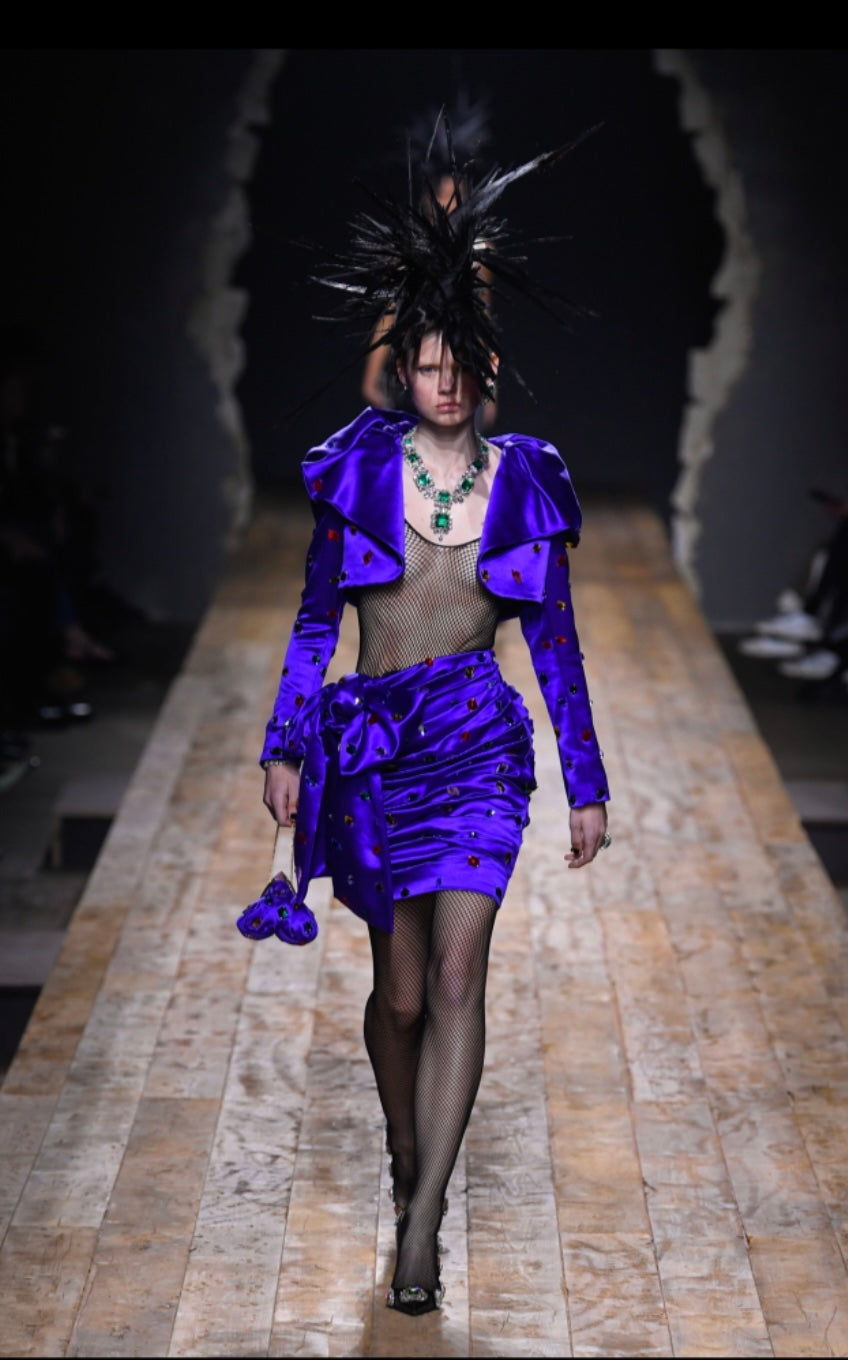 MOSCHINO COUTURE! - 2023 Jeweled Satin Skirt, Size 6