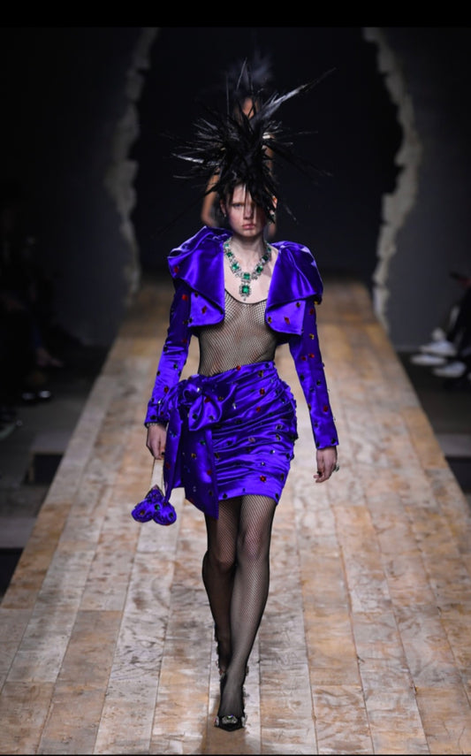MOSCHINO COUTURE! - 2023 Jeweled Satin Skirt, Size 6