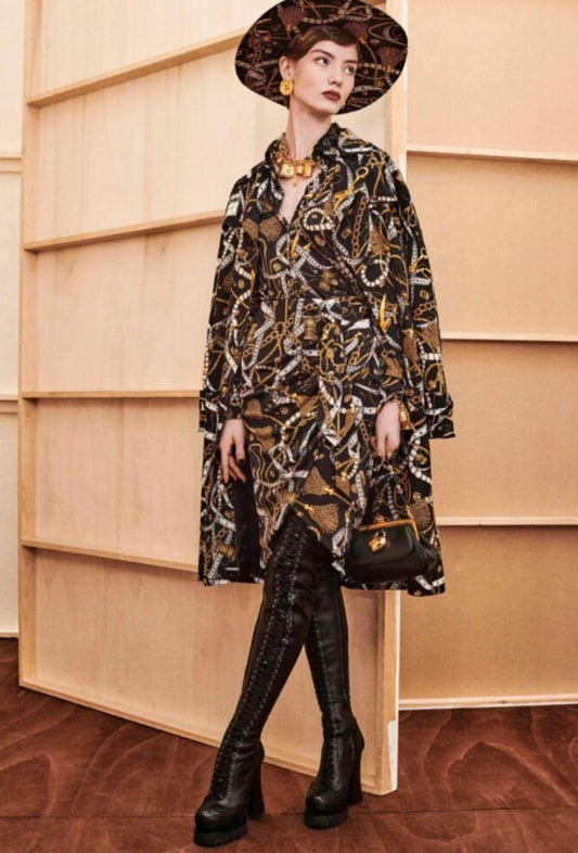 MOSCHINO COUTURE! - 2023 Rayon Print Overcoat, Size-6