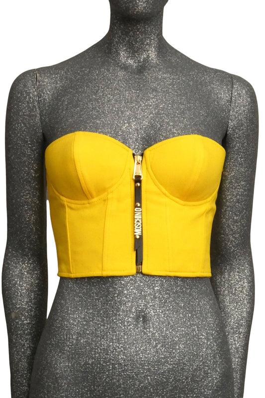 MOSCHINO COUTURE! - 2024 Yellow Crepe Bustier, Size-8