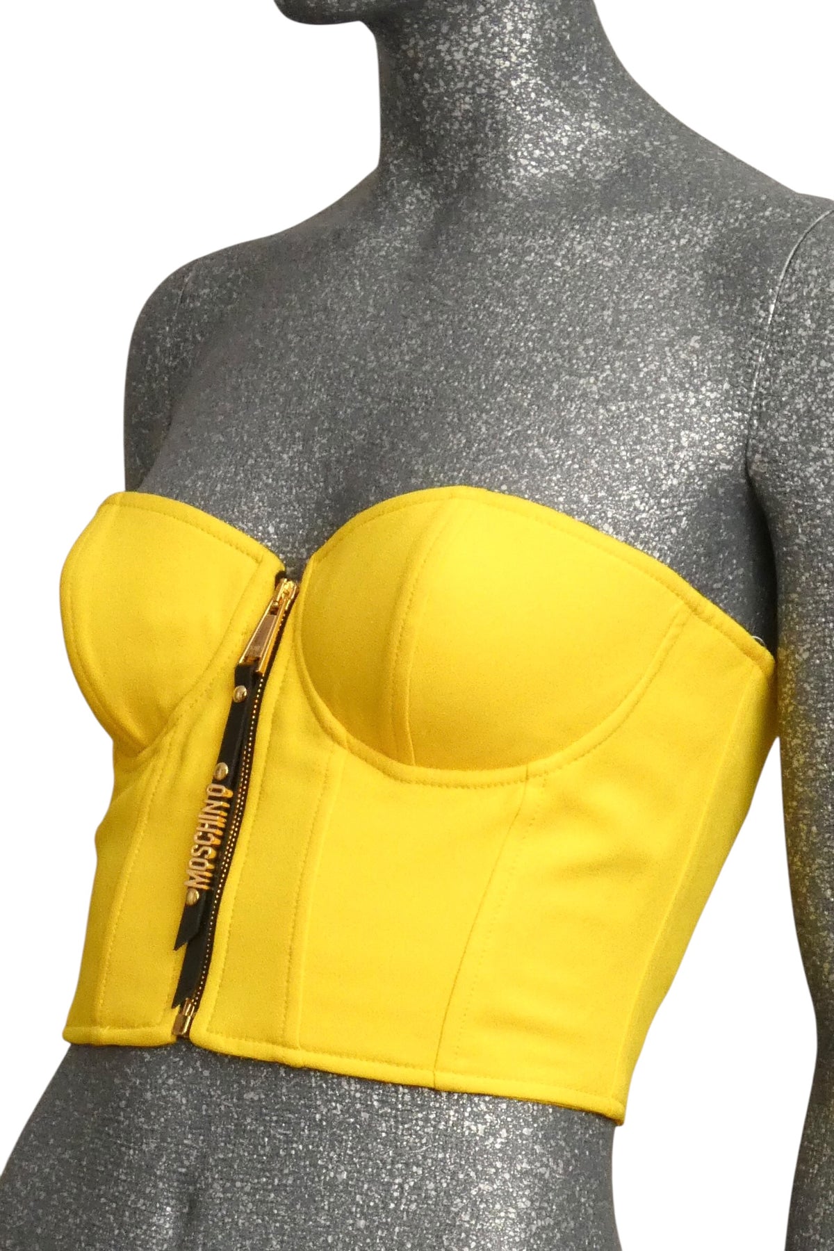 MOSCHINO COUTURE! - 2024 Yellow Crepe Bustier, Size-8