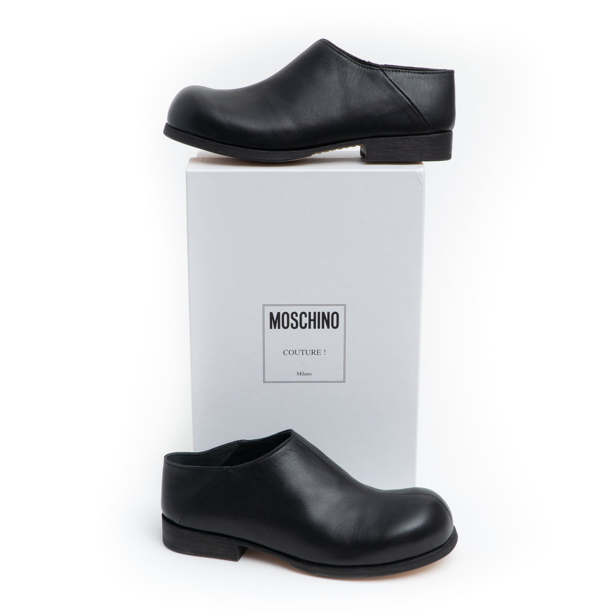 MOSCHINO COUTURE! - 2025 Black Leather Slides, Multiple Items Available