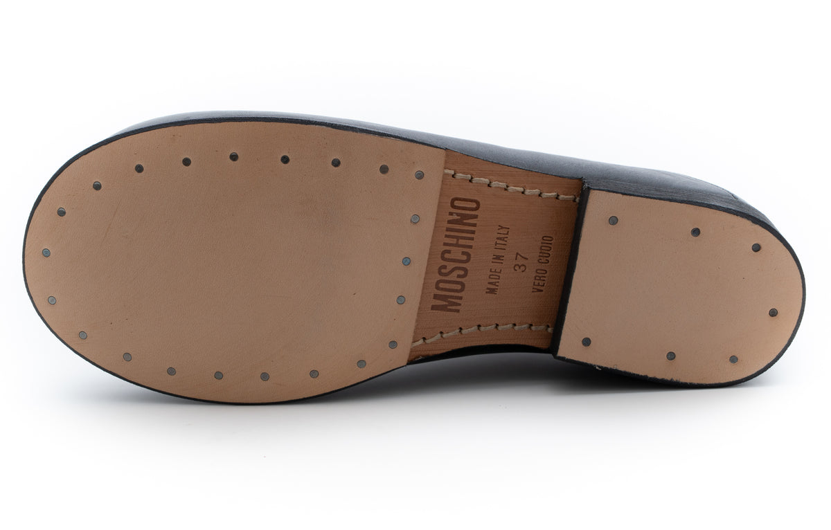 MOSCHINO COUTURE! - 2025 Black Leather Slides, Multiple Items Available