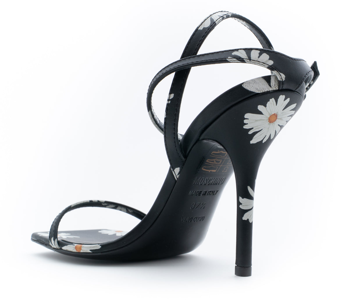 MOSCHINO COUTURE! - 2025 Black & White Floral Sandals, Size-37.5