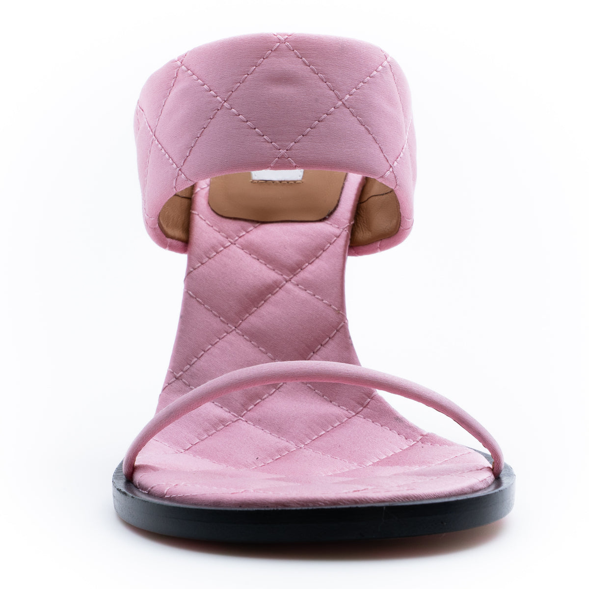 MOSCHINO COUTURE! - 2025 Pink Quilted Satin Sandals, Size-38.5
