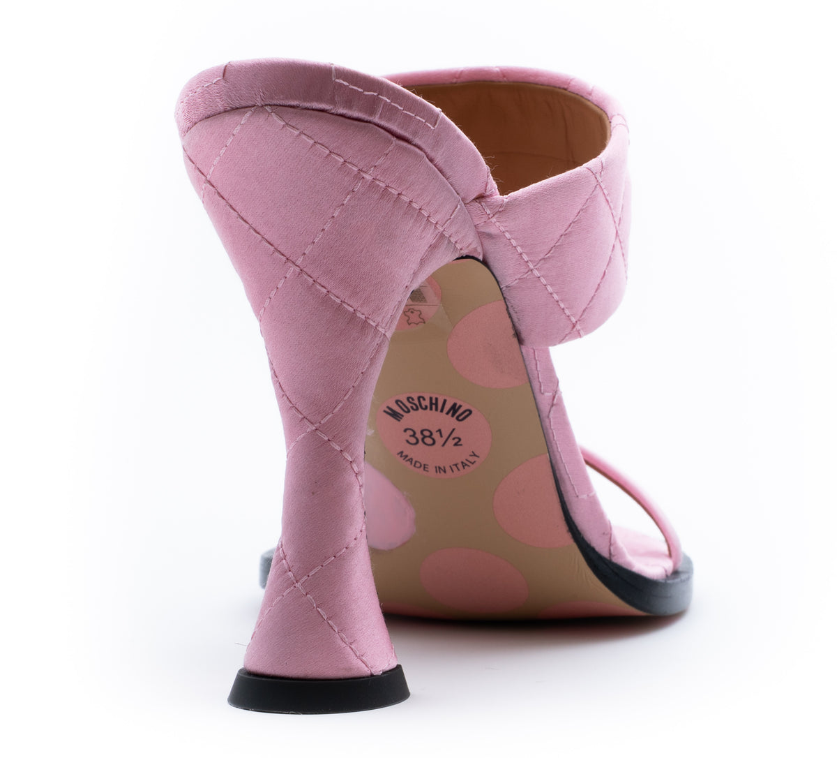 MOSCHINO COUTURE! - 2025 Pink Quilted Satin Sandals, Size-38.5