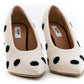 MOSCHINO COUTURE! - S2025 Ivory & Black Velvet Dot Pumps, Size-39
