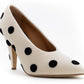 MOSCHINO COUTURE! - S2025 Ivory & Black Velvet Dot Pumps, Size-39