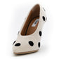 MOSCHINO COUTURE! - S2025 Ivory & Black Velvet Dot Pumps, Size-39