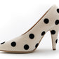 MOSCHINO COUTURE! - S2025 Ivory & Black Velvet Dot Pumps, Size-39