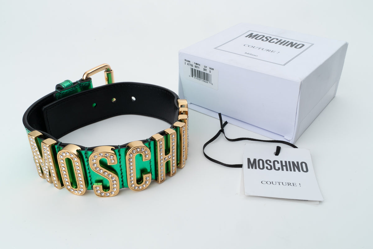 MOSCHINO COUTURE! - 2019 Rhinestone Belt-Motif Choker