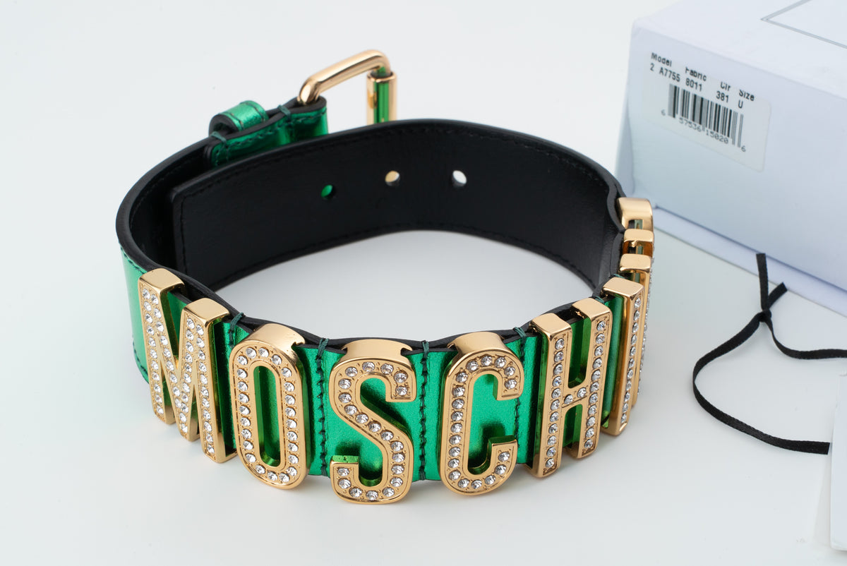 MOSCHINO COUTURE! - 2019 Rhinestone Belt-Motif Choker