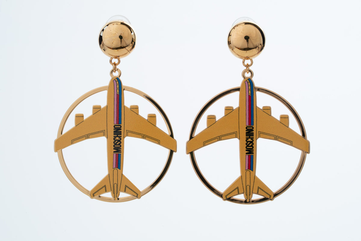 MOSCHINO COUTURE! - 2023 Enamel Airplane Novelty Earrings
