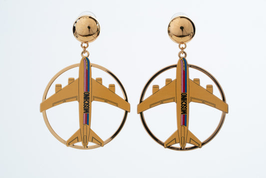 MOSCHINO COUTURE! - 2023 Enamel Airplane Novelty Earrings