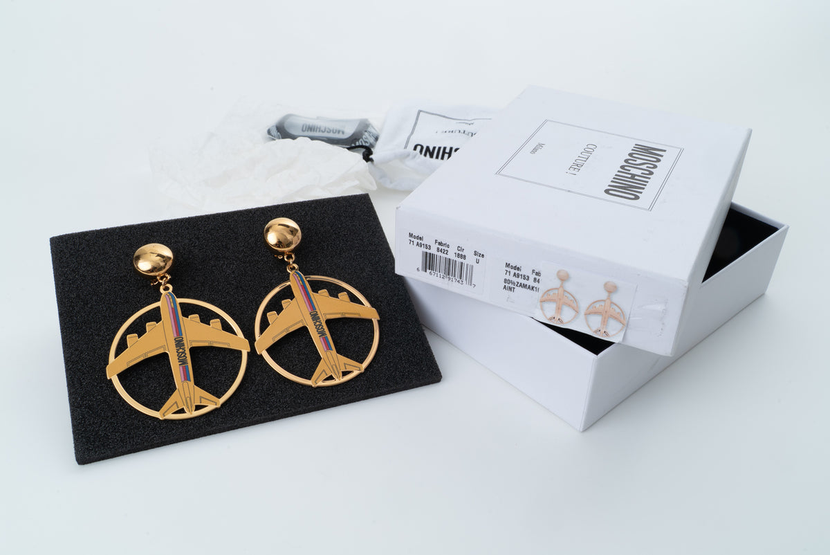 MOSCHINO COUTURE! - 2023 Enamel Airplane Novelty Earrings