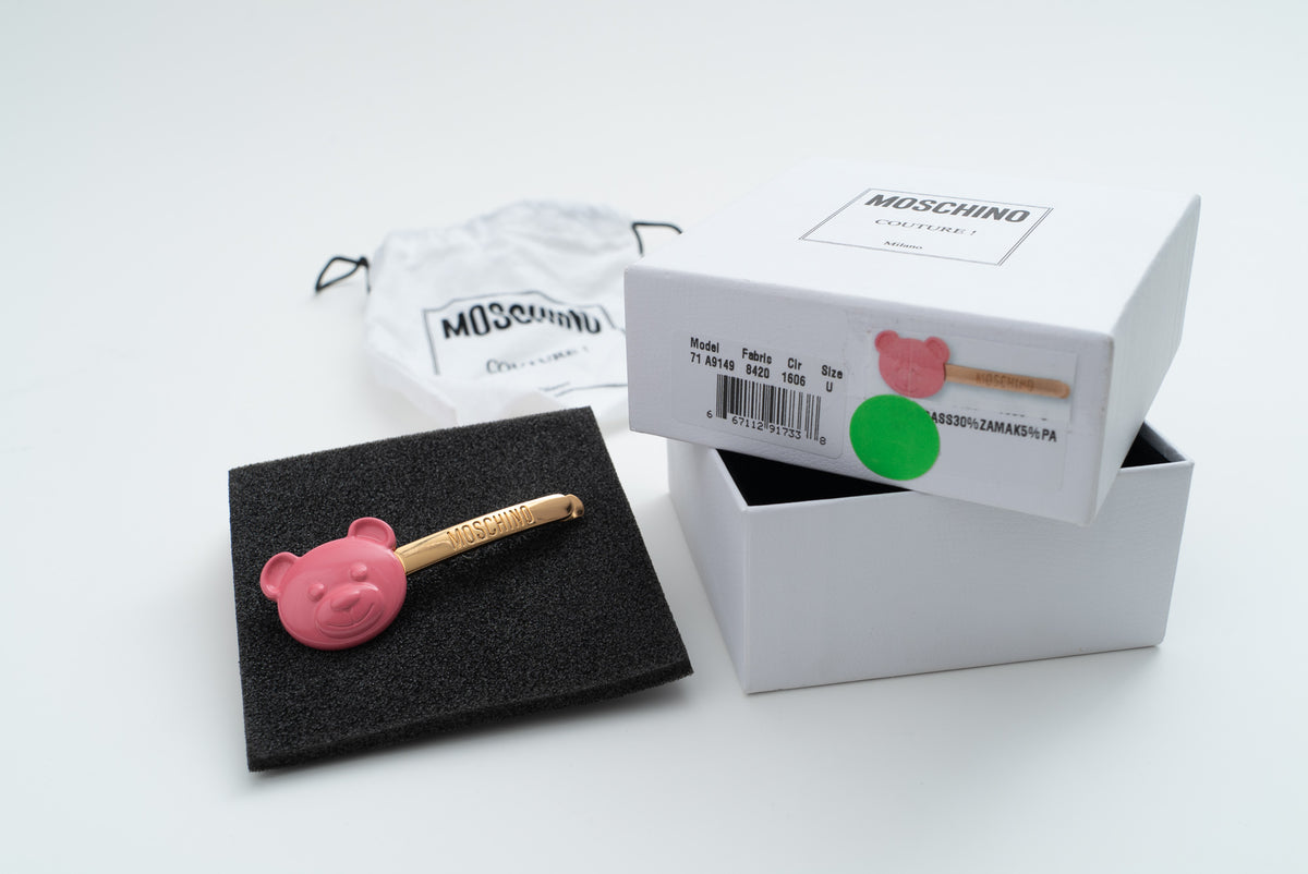 MOSCHINO COUTURE! - 2023 Teddy Bear Hair Barrette, Pink