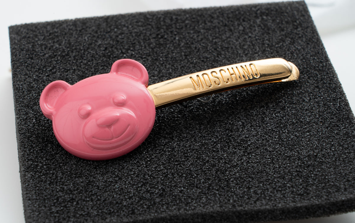 MOSCHINO COUTURE! - 2023 Teddy Bear Hair Barrette, Pink