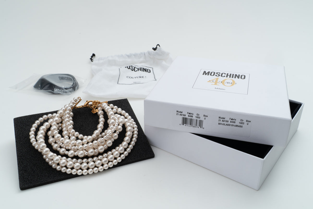 MOSCHINO COUTURE! - 2024 Multi-Strand Faux Pearl Bracelet, Large