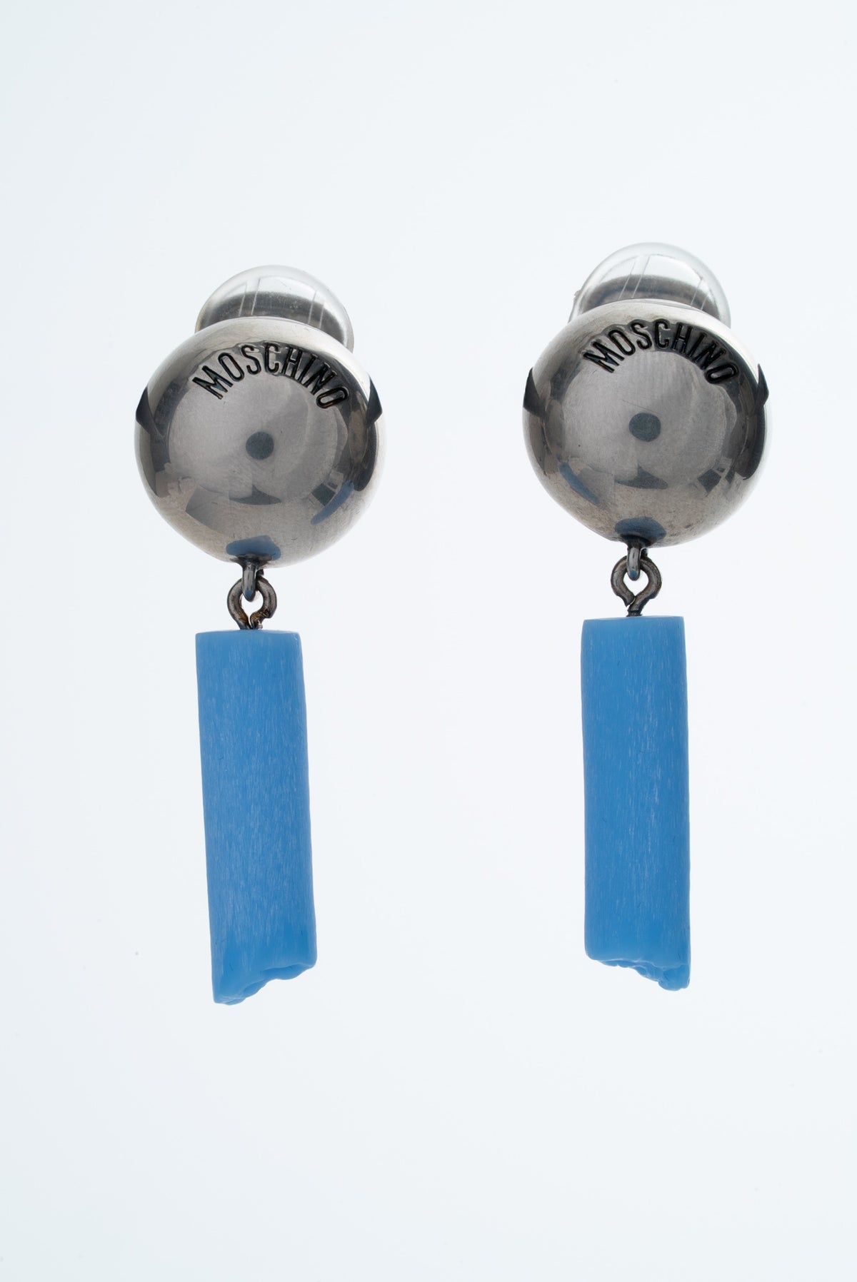 MOSCHINO COUTURE! - 2025 Blue Chalk Resin Earrings