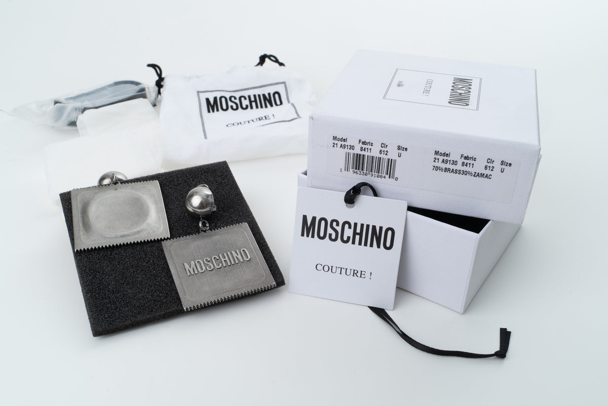 MOSCHINO COUTURE! - 2025 Silver Metal Condom Earrings