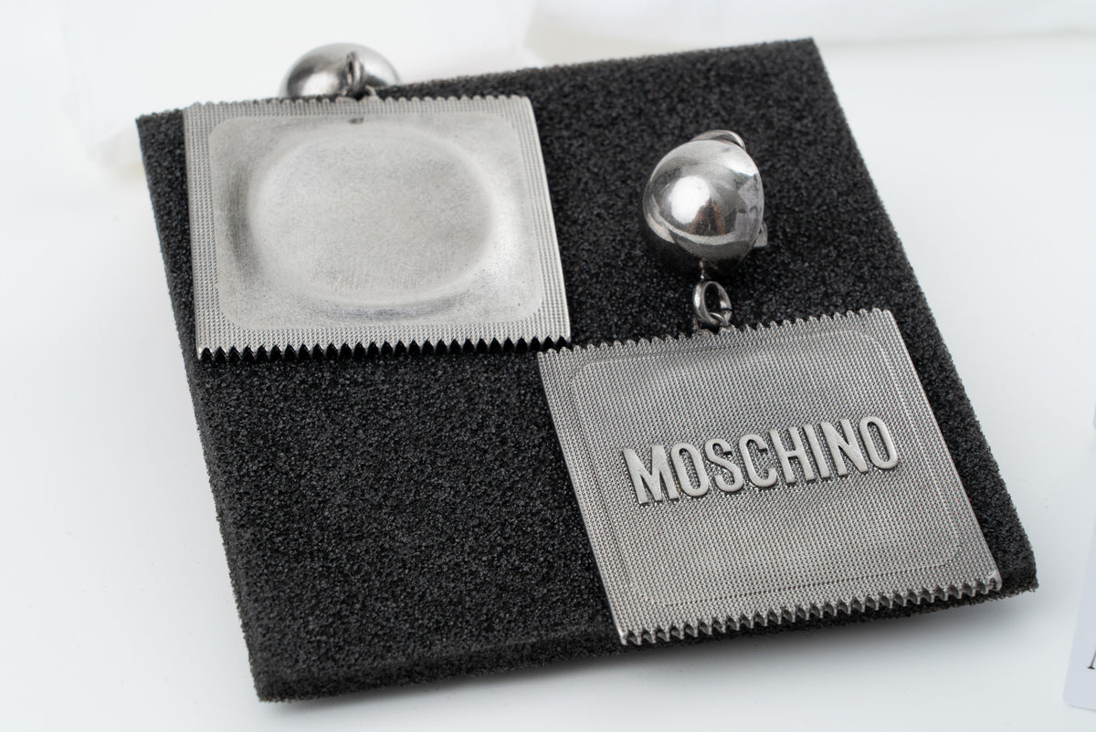 MOSCHINO COUTURE! - 2025 Silver Metal Condom Earrings