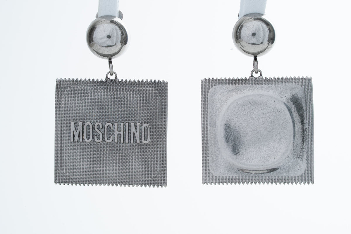 MOSCHINO COUTURE! - 2025 Silver Metal Condom Earrings