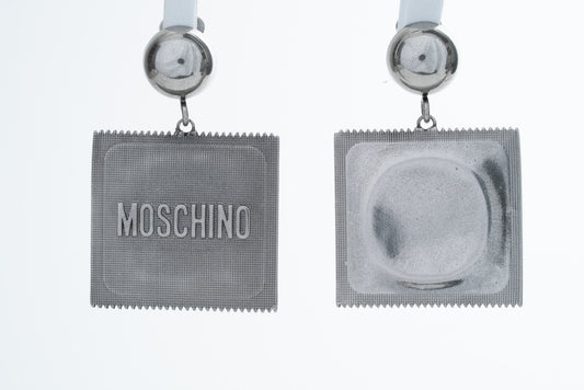 MOSCHINO COUTURE! - 2025 Silver Metal Condom Earrings