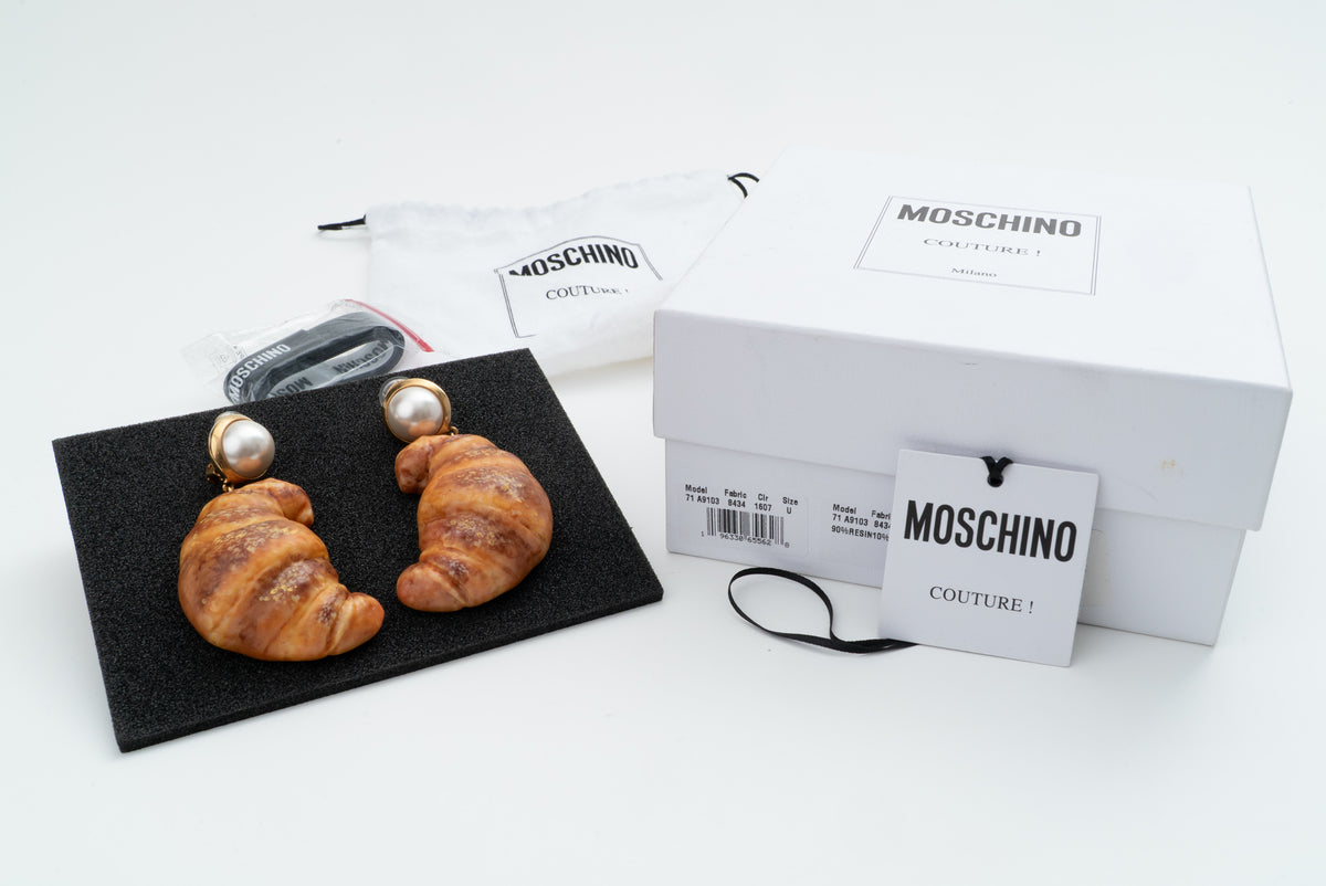MOSCHINO COUTURE! - 2025 Brown Croissant Novelty Earrings