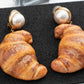 MOSCHINO COUTURE! - 2025 Brown Croissant Novelty Earrings